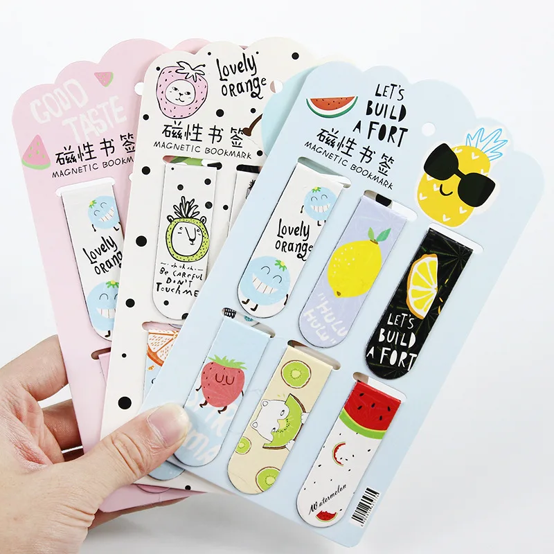 4/6Pcs Cartoon Magnetic Bookmarks for Books Cute Kawaii Bookmark Office School Stationery Teacher's Gifts Book Accessories