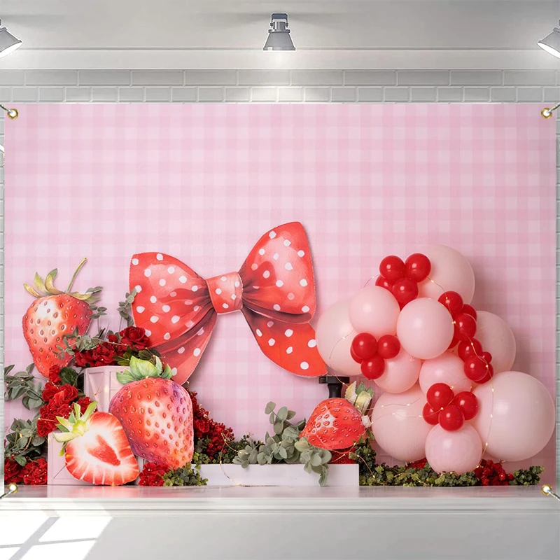 

LS Strawberry Garden Backgrounds Cake Smash Kids Adult Photography Props Child Baby Decors Orchard Picking Photo Studio Backdrop