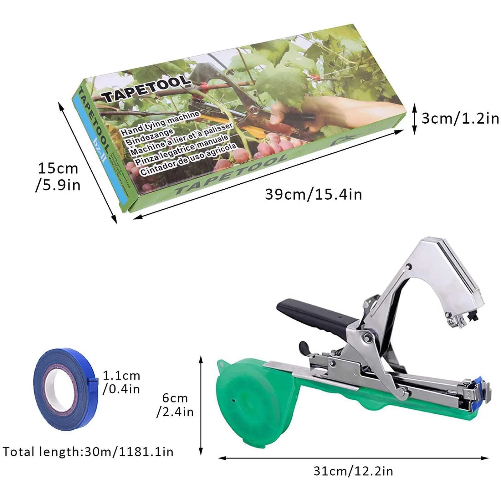 2025Plant Strapping Machine Garden Plant Tape Tool Vegetable Grape Tomato Strapping Machine With Blue Tape Set