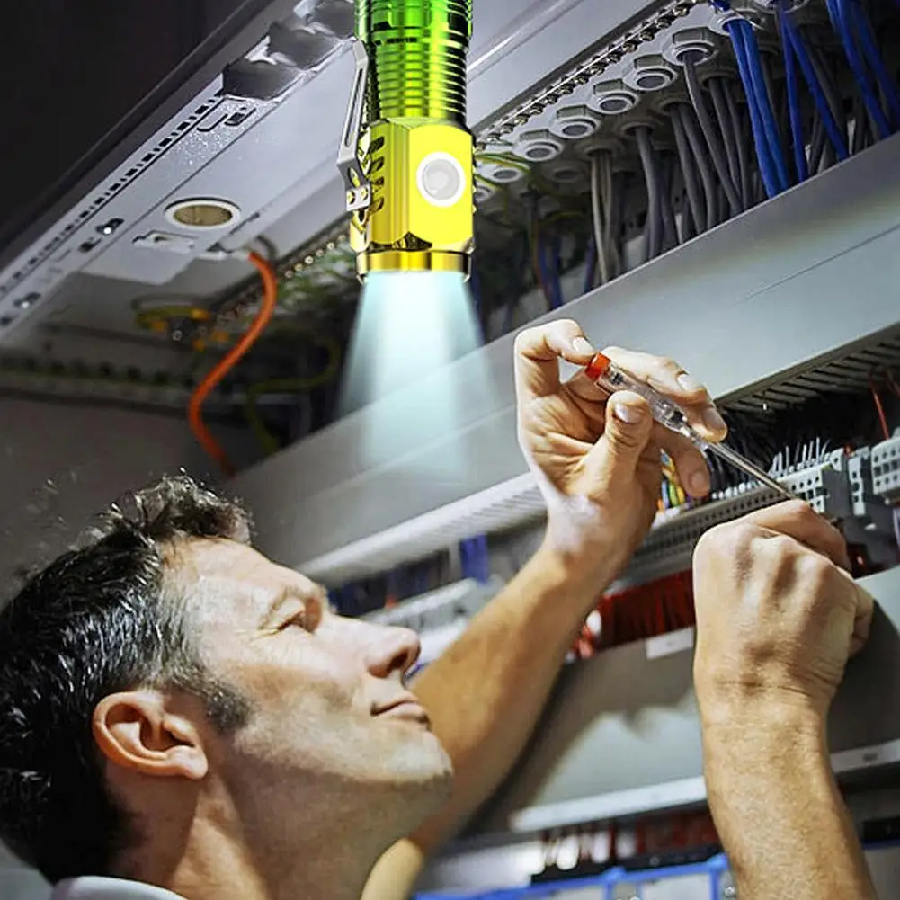 Mini Portable Flashlight Super Magnetic Attraction Led Three-eyed Chargeable Portable Lighting New Waterproof Flashlight