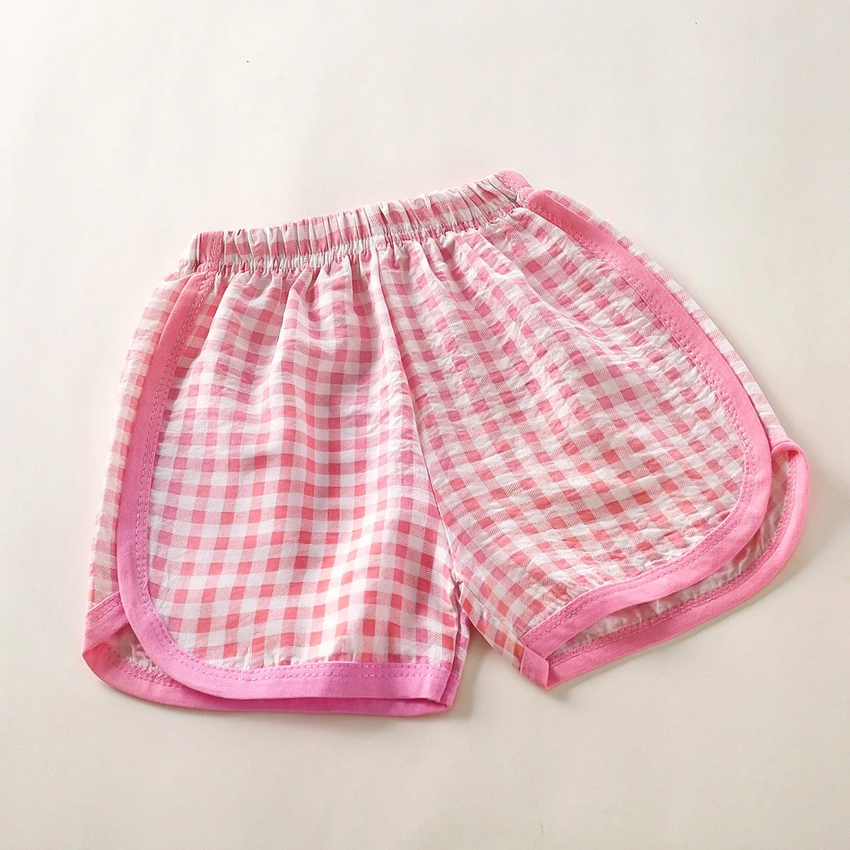 Summer toddler kids boys girls clothes elastic band checkered thin cotton loose shorts for children boys girls clothing shorts