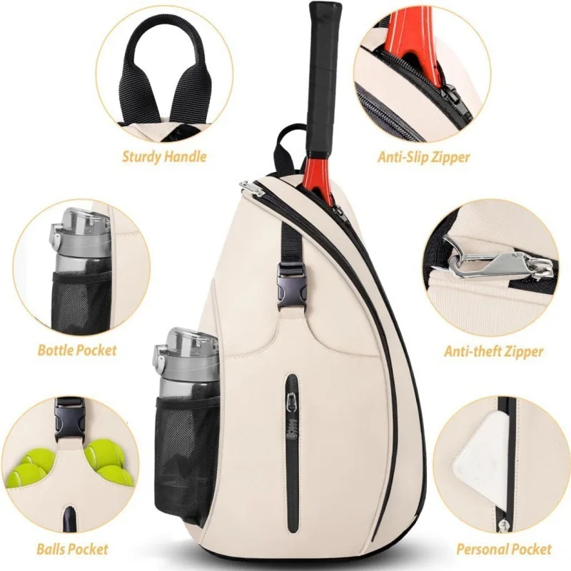 Tennis Paddle Pickleball Badminton Racket Bag Outdoor Sports Training Light Weight Shoulder Tennis Backpack Oxford Crossbody Bag