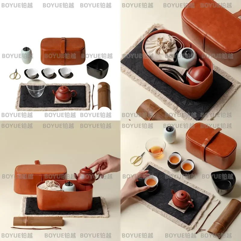 Miyan car outdoor travel tea set portable complete set storage kung fu tea set purple clay pot