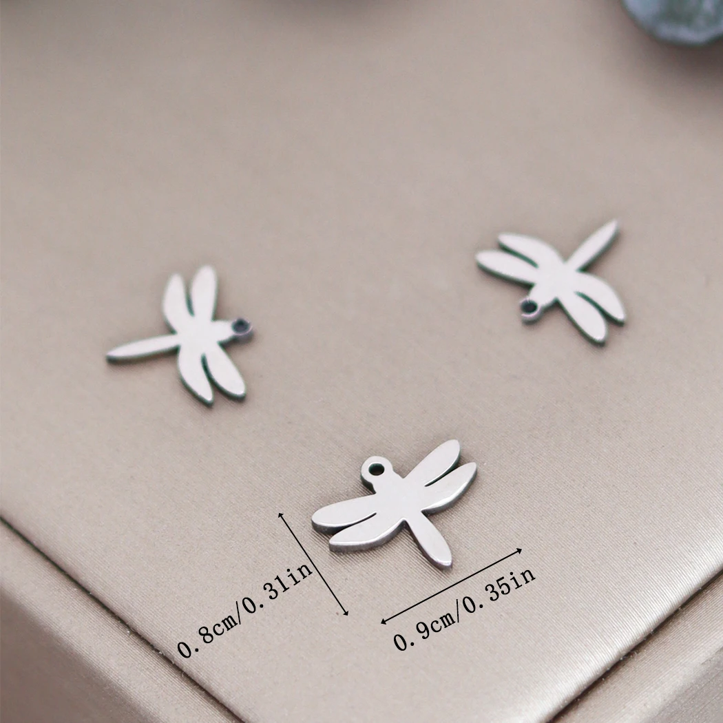 3pcs Insect Dragonfly Charms For Jewelry Making Supplies Handmade Craft Stainless Steel Pendant Charm Metal Accessories