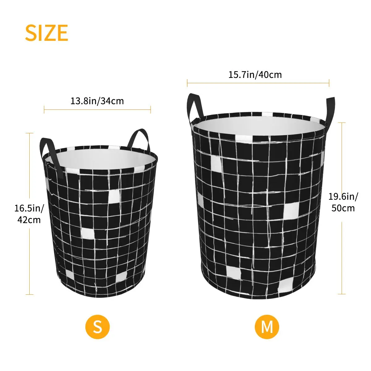 Hand Drawn Grid 1.2 Dirty Laundry Baskets Foldable Large Waterproof Clothes Toys Sundries Storage Basket Waterproof Bucket