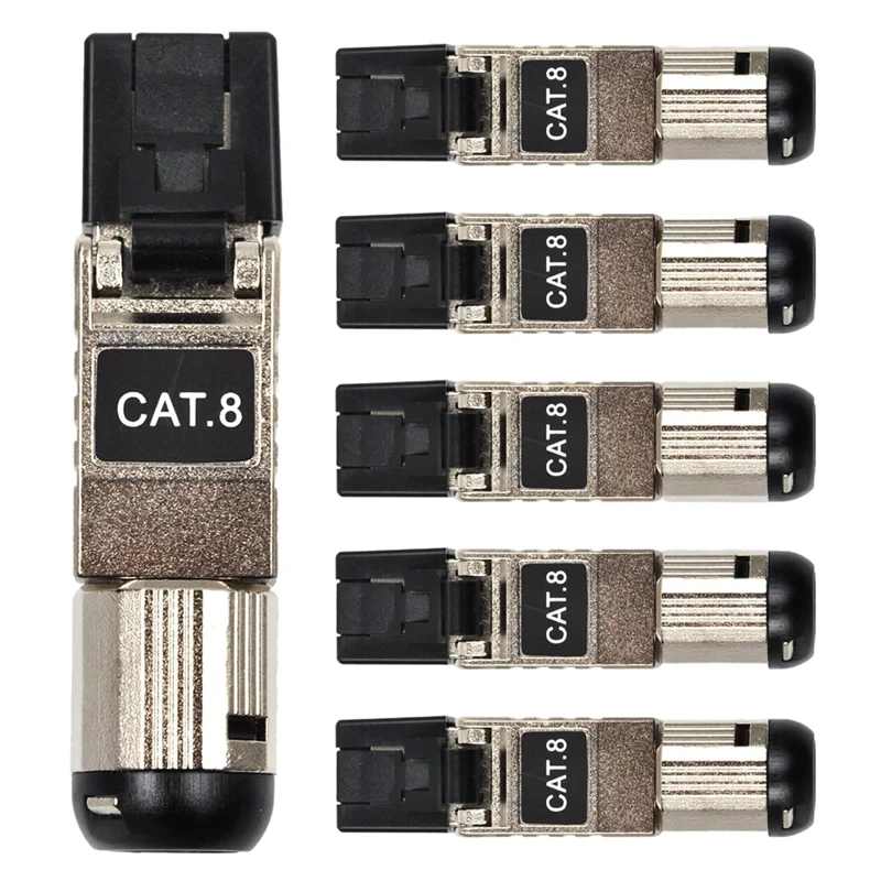 RJ45 Connectors Tool Free Cat8, Cat8 Field Termination Plug Shielded Modular Plugs For 2000Mhz 2Ghz 40G, 22AWG-24AWG