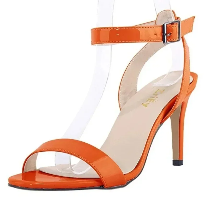 

Women's Sandals 2025 Summer Block Strappy High Heels Open Toe Ankle Strap Stilettos Wedding Party Dressy 9cm Mid Heeled Shoes