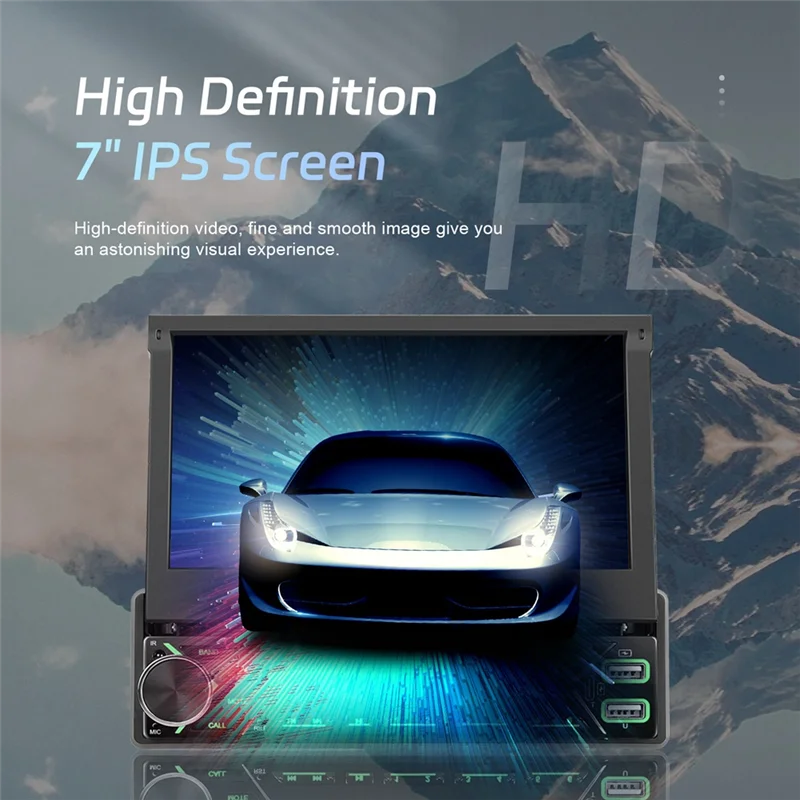 1 Din Touchscreen Car Stereo 7 Inch Flip Out Screen Car Radio Bluetooth FM Radio Mirror Link Car Audio With USB/AUX