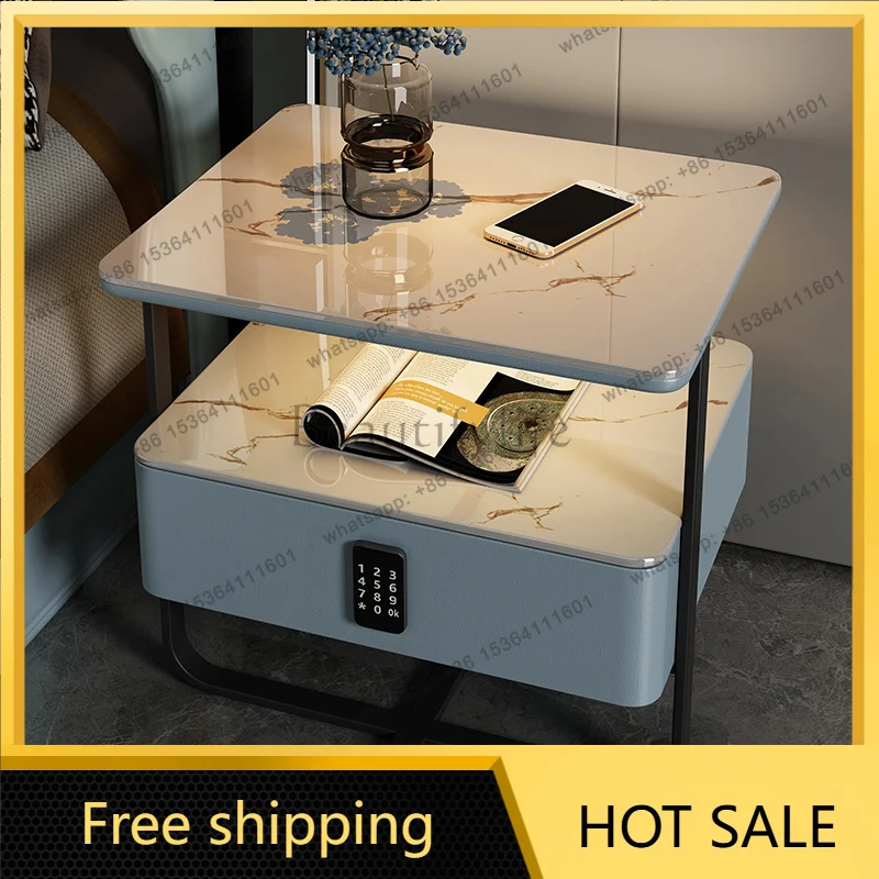 LJY Smart Nightstand Wireless Charging Password Lock Multi Function Modern Luxury Bedside Table Home Tech Furniture