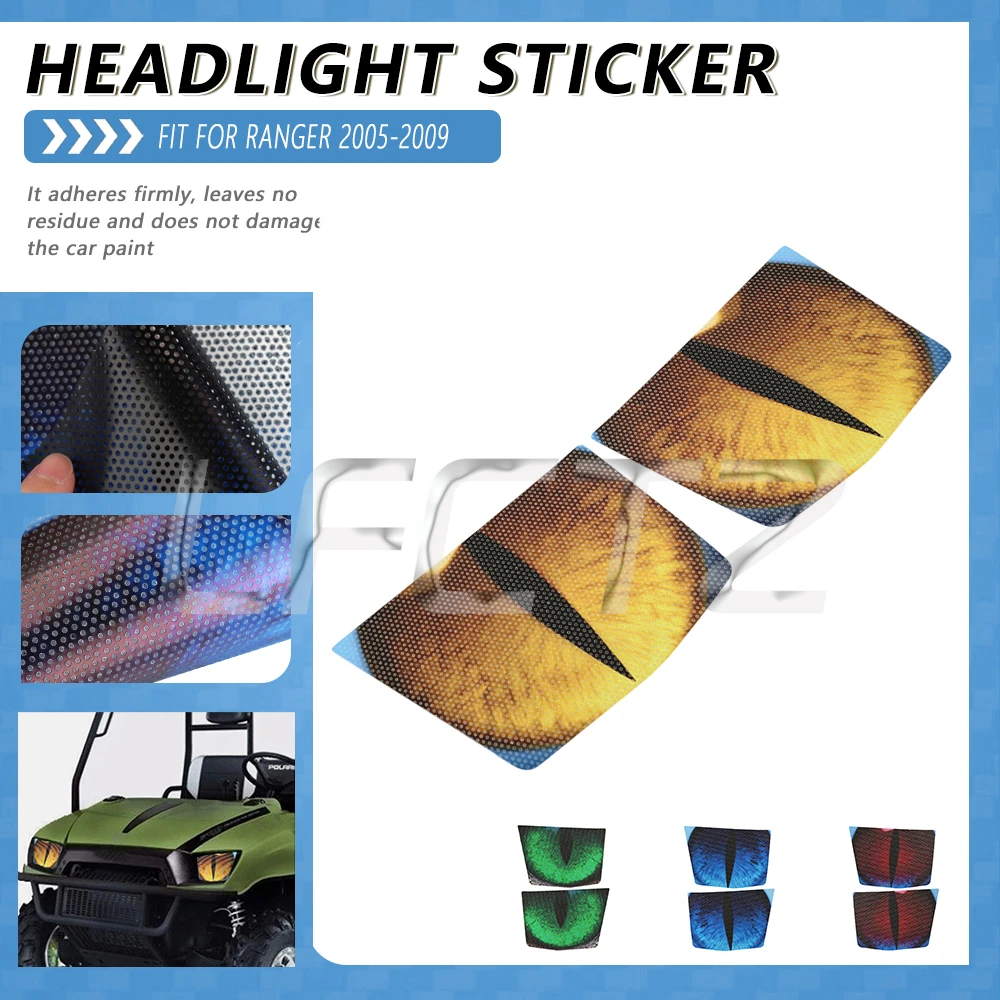 Headlights Eye Body Sticker Fit for Polaris Ranger Crew XP 700 500 2x4 700 6x6 05-09 Motorcycle Front Lights Protection Stickers