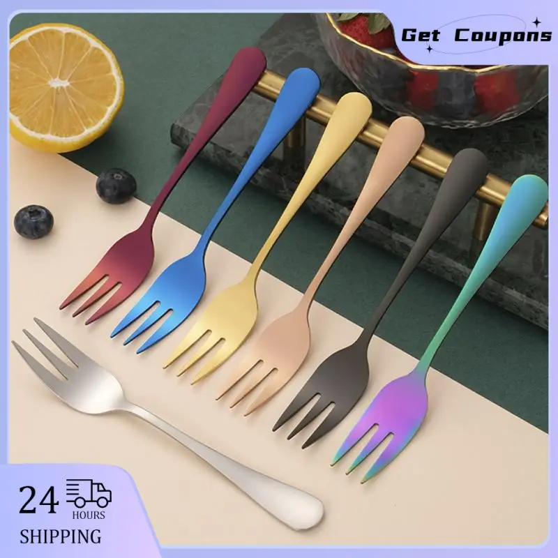 Pieces Stainless Steel Coffee Tea Fork Set Fruit Fork Ice Cream Cake Dessert Fork For Kid Home Party Mirror Gold Tableware