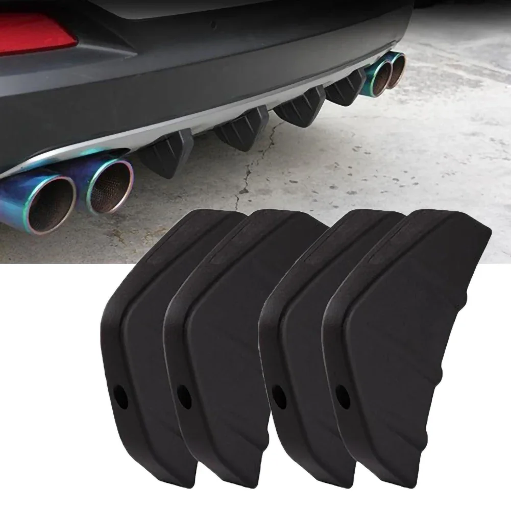 

4PCS Car Rear Bumper Spoiler Diffuser Shark Fin Protect Cover Anti-crash Accessories Chassis Lip Decoration