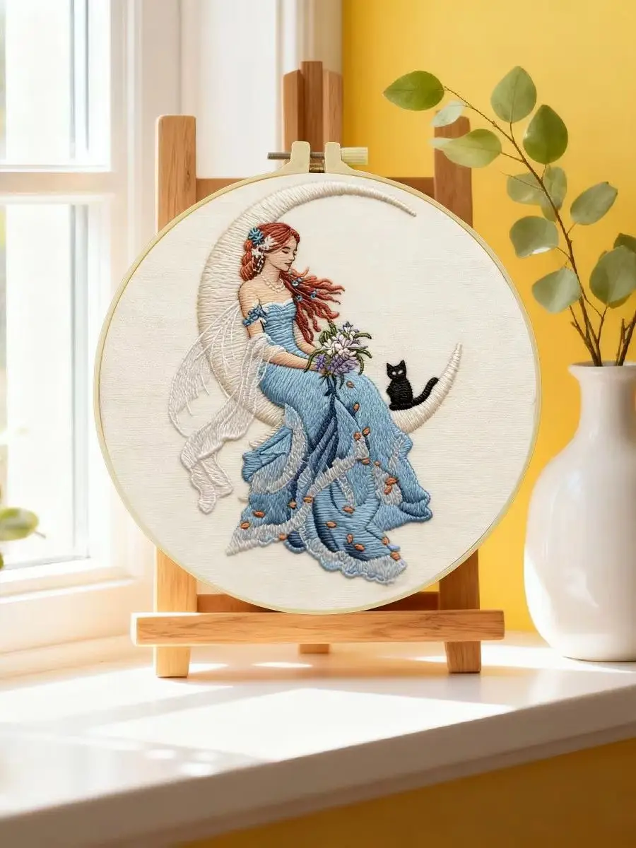 1 Stück 20X20CM/15X15CM 7,87/6,3 Zoll Mädchen-Stickerei-Starter-Kit DIY-Kit DIY-Stickerei-Set Handarbeiten Malerei – Detail 6