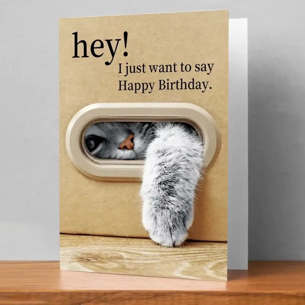 Kitty Paw Design Happy Birthday Card Includes Envelope Creative Cat Greeting Card Unique Cartoon Patterned