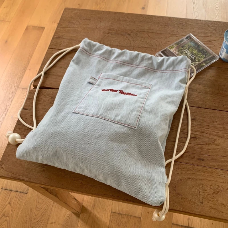 กระเป๋าถือผ้าแคนวาสแบบมีเชือกผ - Canvas Backpack Casual บทวิจารณ์และราคา