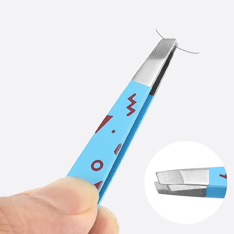 1PC 眉毛ピンセット漫画パターンヘア美容細毛プラー ステンレス鋼斜め眉毛クリップ除去メイクツール