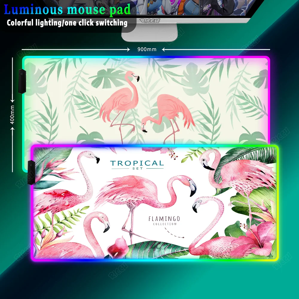 

Gaming Laptops Art Flamingo Mouse Pad Anime Carpet Mause Backlit Desk Rgb Mat Mousepad Led Gamer Accessory Computer Cabinet Mats