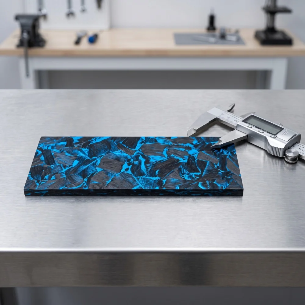 1PC, Marble-patterned Crushed Carbon Fiber Handle DIY Patch Material Blue & Red - 160X50X6MM & 120X40X6MM view 3