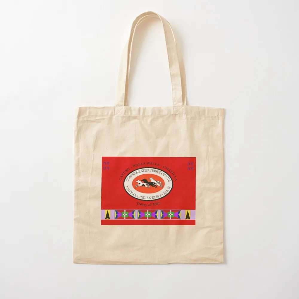 

Флаг конфедерарованных Tribes Umatilla Индийское резервирование США Большая сумка для покупок Сумка на тележке Большая сумка Холщовая сумка