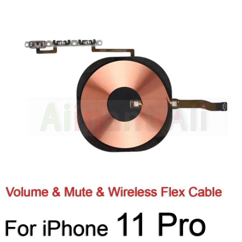 AiinAnt botones de volumen de encendido, carga inalámbrica silenciosa, luz de Flash, Cable flexible de alimentación para iPhone 11 Pro 11 Pro Max,