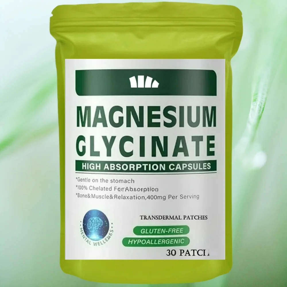 Magnesium Glycinate Transdermal Patches For Stress, Nerves, Sleep, Muscles, Metabolism 30 Patches