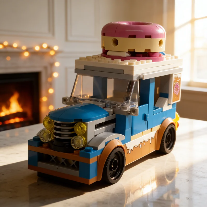 

194pcs MOC City Oldschool Donut Van Model Building Blocks Architecture Assemble Toy Creative DIY Education Christmas Gifts Idea