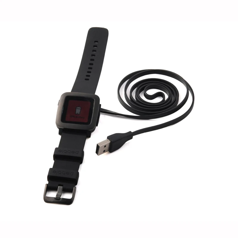 Black USB Charger Charging Cable For Pebble Time Round/ Time Smart Watch/ Time 55KC