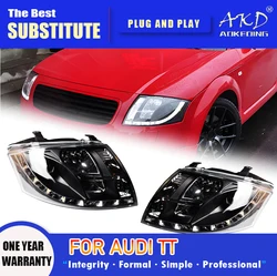AKD Head Lamp for AUDI TT LED Headlight 1999-2005 Headlights TT DRL Turn Signal High Beam Angel Eye Projector Lens