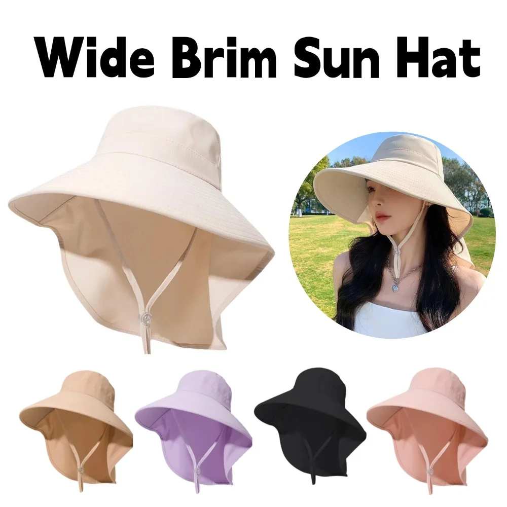Women Sun Hat Summer Fashion Bucket Hat Wide Brim Sun Cap with Neck Cover UV Protection Fisherman Hats Outdoor Protection Cap