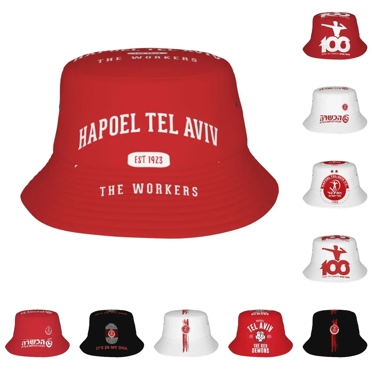 

Hapoel Tel Aviv Fisherman's Cap Outdoor Bucket Hats Fishing Hat Wide Brim Cap Unisex Foldable Beach Summer Travel