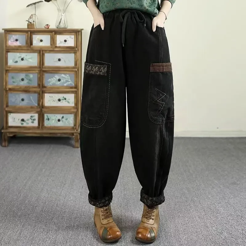 

Spring Women Fashion Wide Legs Denim Trousers Female High Waist Haren Jeans Summer Ladies Large Size 4XL Casual Thick Pantalons