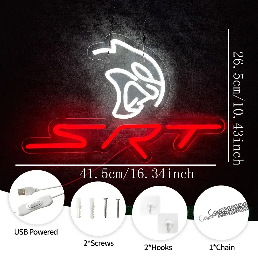 Car Srt Garage Service Man Led Usb Neon Sign Used Modification Auto Repair Shop Club Cave Novelty Lighting（new） Lights