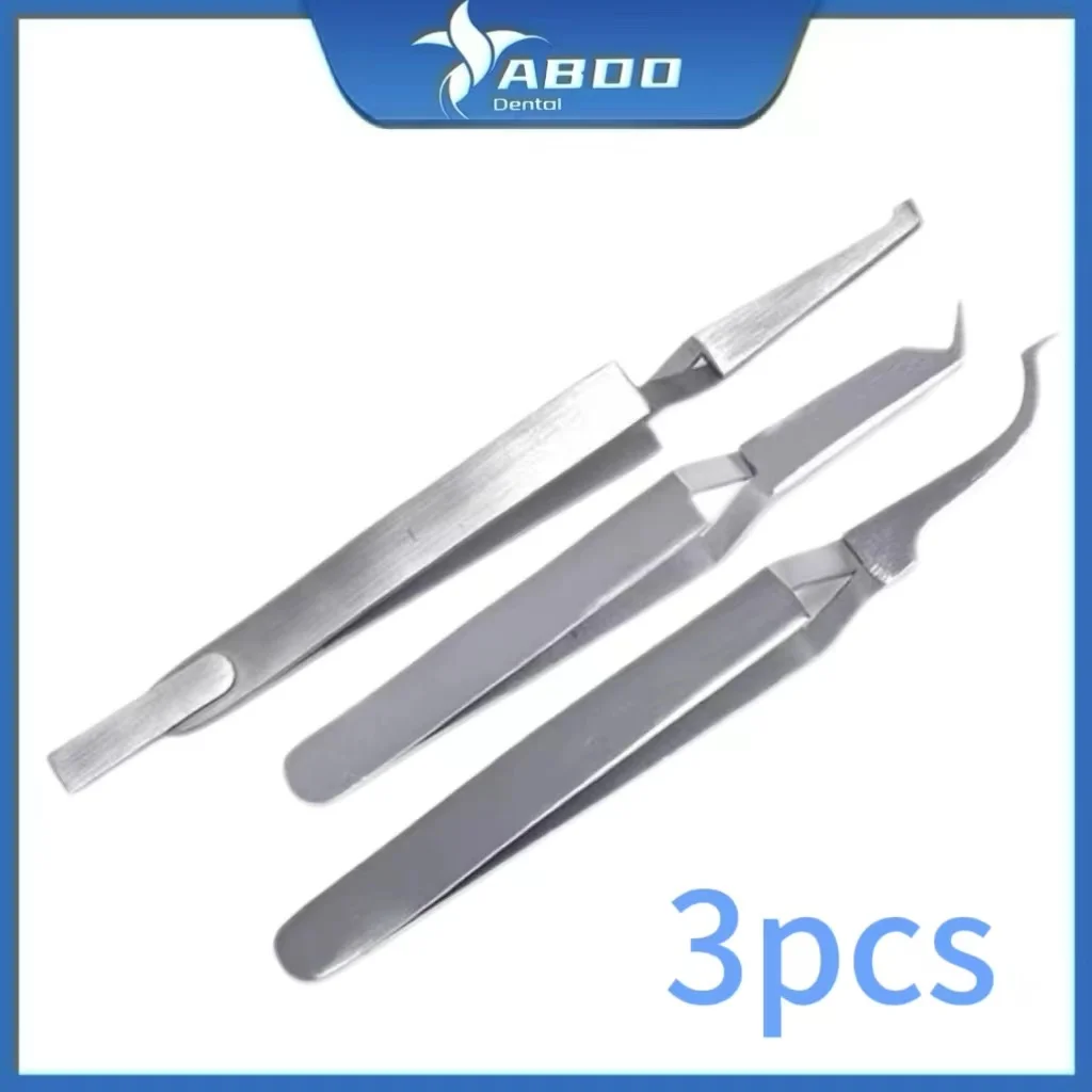 3pcs Bracket Tweezers Stainless Steel Orthodontic Reverse Action Serrated Tools Forceps Dentist Pliers Cutting dontic Buccal