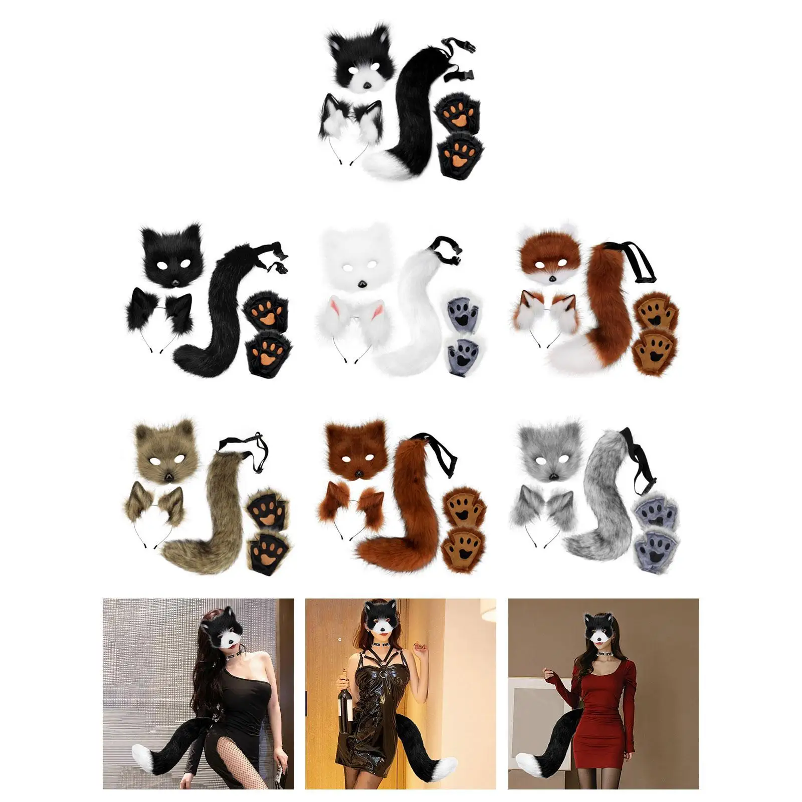 

Therian Mask and Tail Lovely Furry Cat Mask for Halloween Party Holiday Birthday