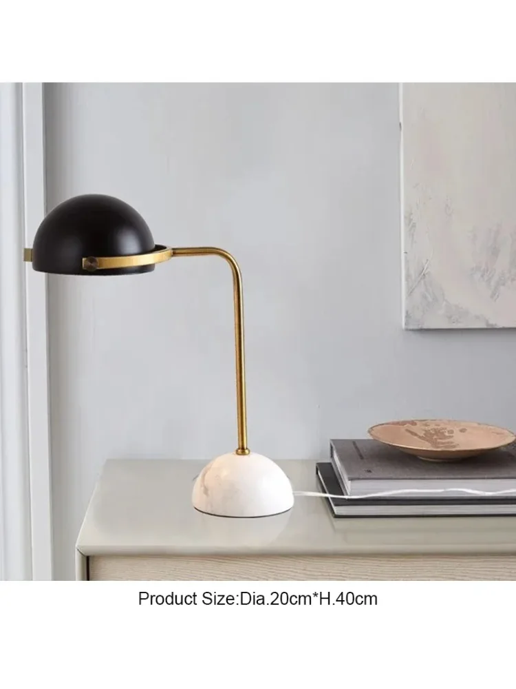 Nordic Modern Marble Desk Lamp Simple Study Bedroom Bedside Light Model Room Student Dormitory Reading Lamp Marble Decor Desk Li