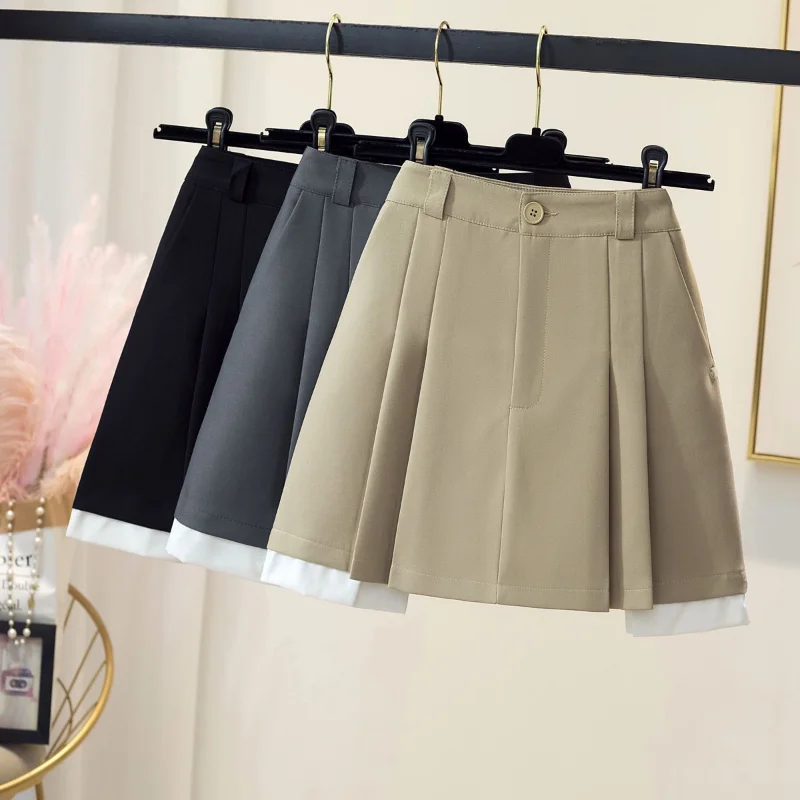 Mini Skirts Women Summer Patchwork High Waist Tender Design Pleated Aesthetic Ulzzang Simple Casual Basic Trendy Мини Юбки Chic