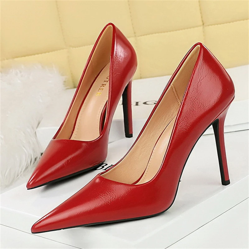 

BIGTREE Spring Autumn Fashion Simple Heels Elegant Thin Heels Shallow Mouth Pointed Head Woman Pumps Dancing Party Sexy Shoes 43