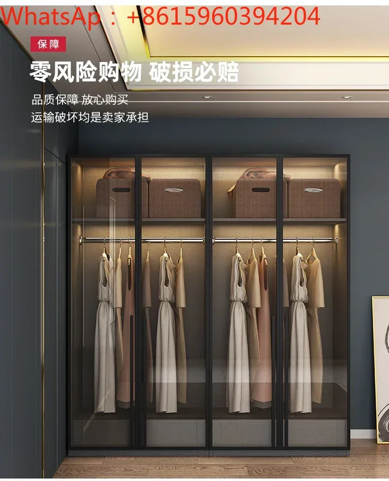 Solid wood multilayer board wardrobe household bedroom simple modern small family two door closet storage locker