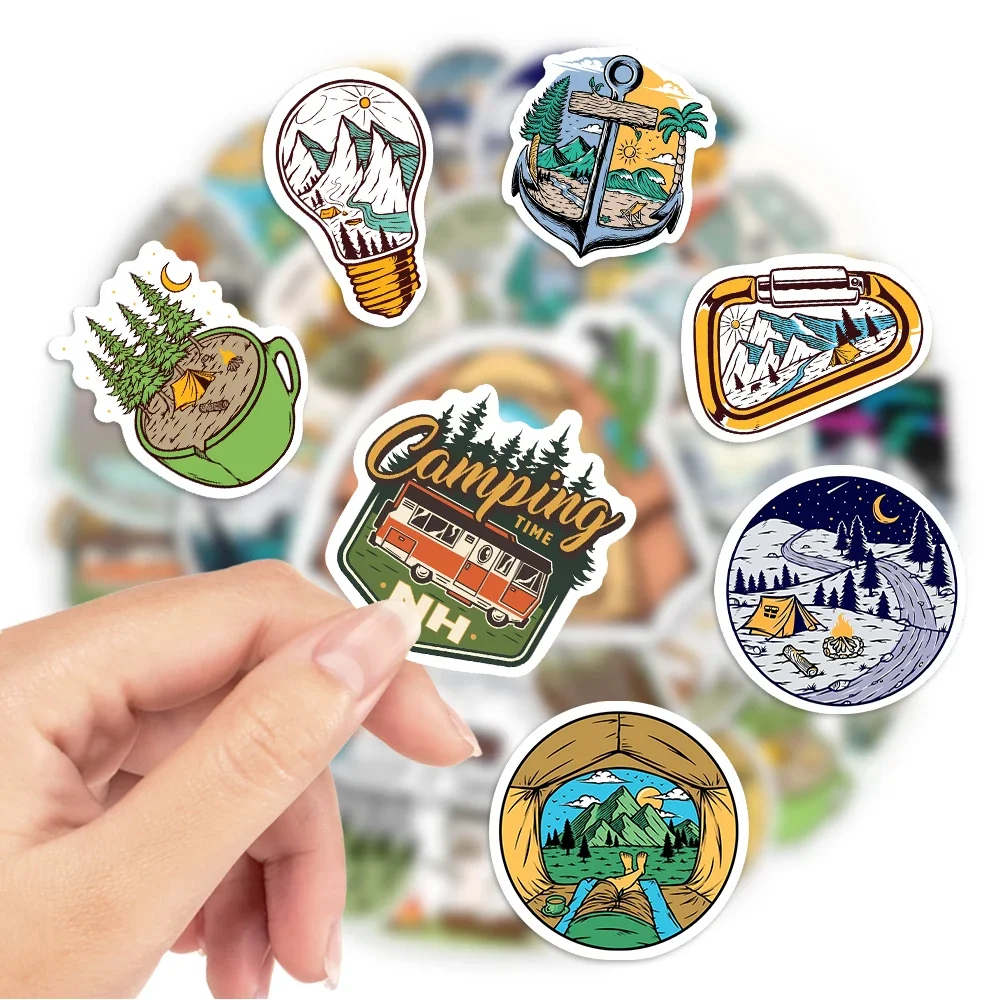 Outdoor Camping Stickers Forest Adventure DIY Toy Decorative Graffiti Decal for Phone Luggage Laptop Bottle Scrapbook Waterproof