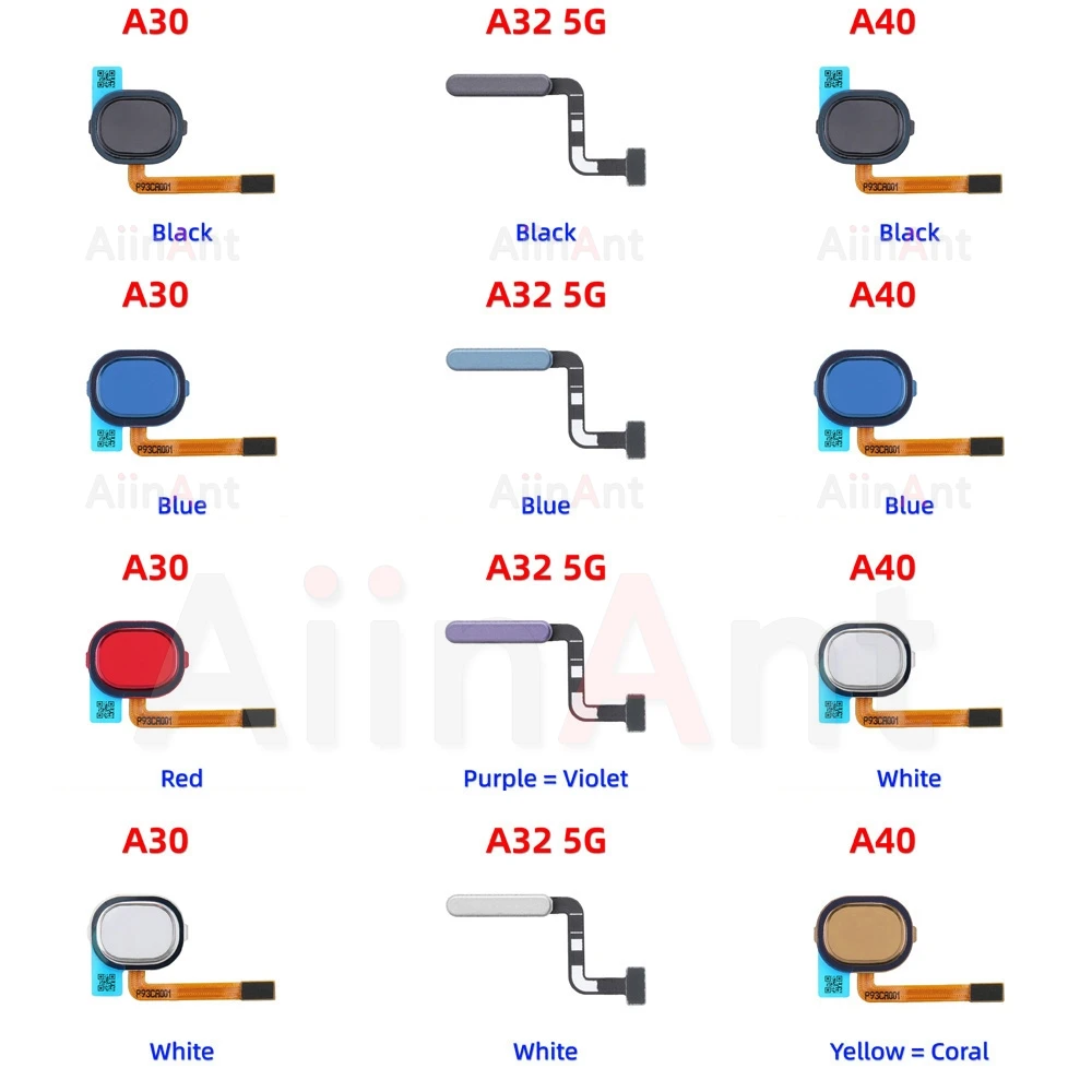 Aiinant Home Power Back Button Touch ID Finger Scanner Fingerprint Sensor Flex Cable For Samsung Galaxy A30 A40 A305F A305 A405F