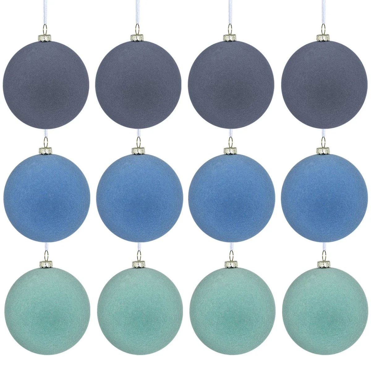 12Pcs 6cm Flocked Christmas Ball Velvet Xmas Tree Hanging Ornaments Decorative Ornaments Plastic Balls Xmas Tree Decorative