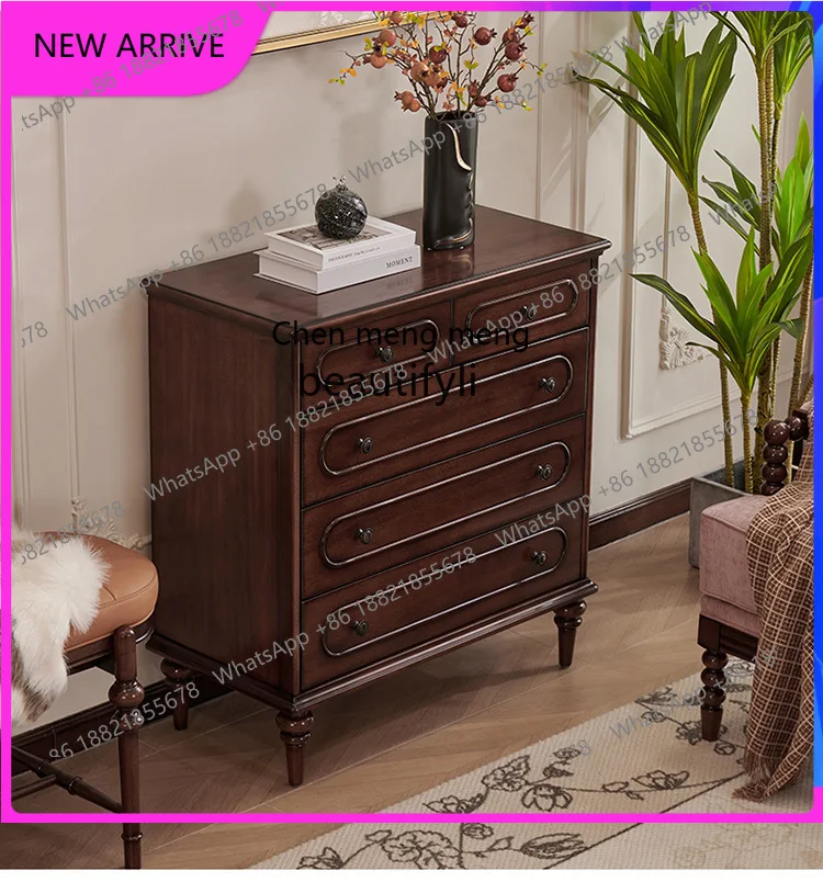 

C89 All solid wood mid-century style drawer cabinet, living room storage, dining side wall-mounted entrance cabinet