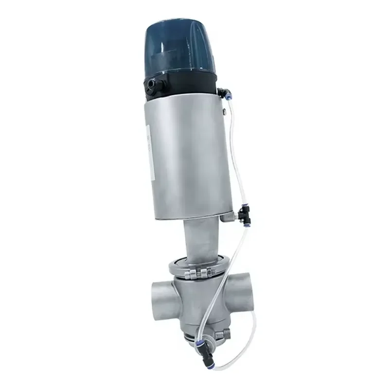 2-Inch Hygienic Sterile Stainless Steel Hybrid Bidirectional Single Seat Double Sealed Anti-Mixing Valve with 4-20mA C-top