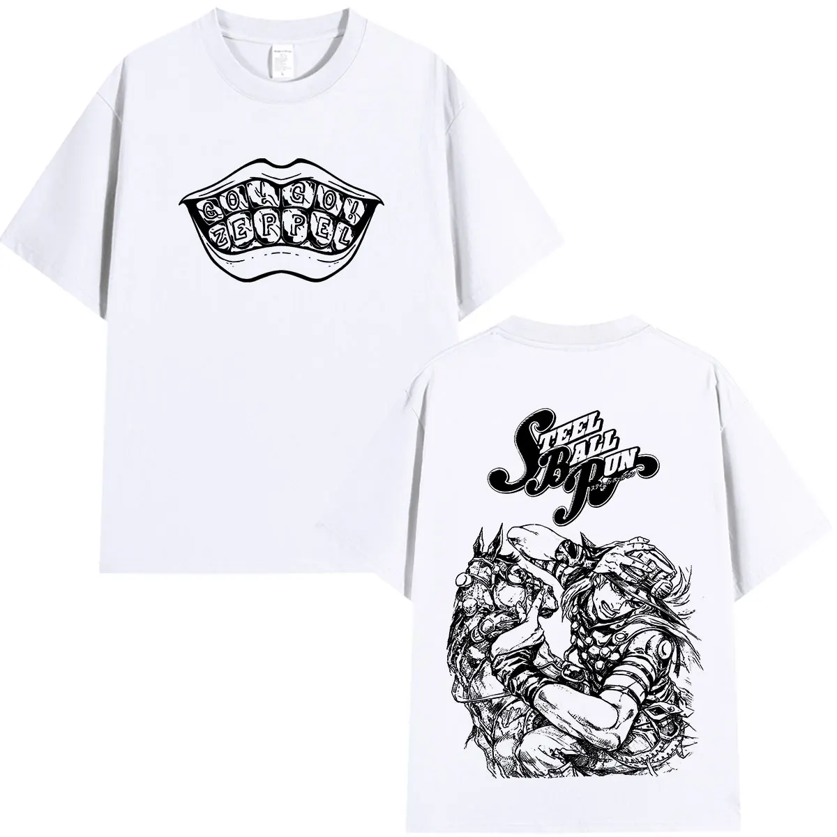 Anime JoJo Bizarre Adventure STEEL BALL RUN Gyro Zeppeli T Shirts Men Women Clothing 100% Cotton Oversized Short Sleeves T-Shirt