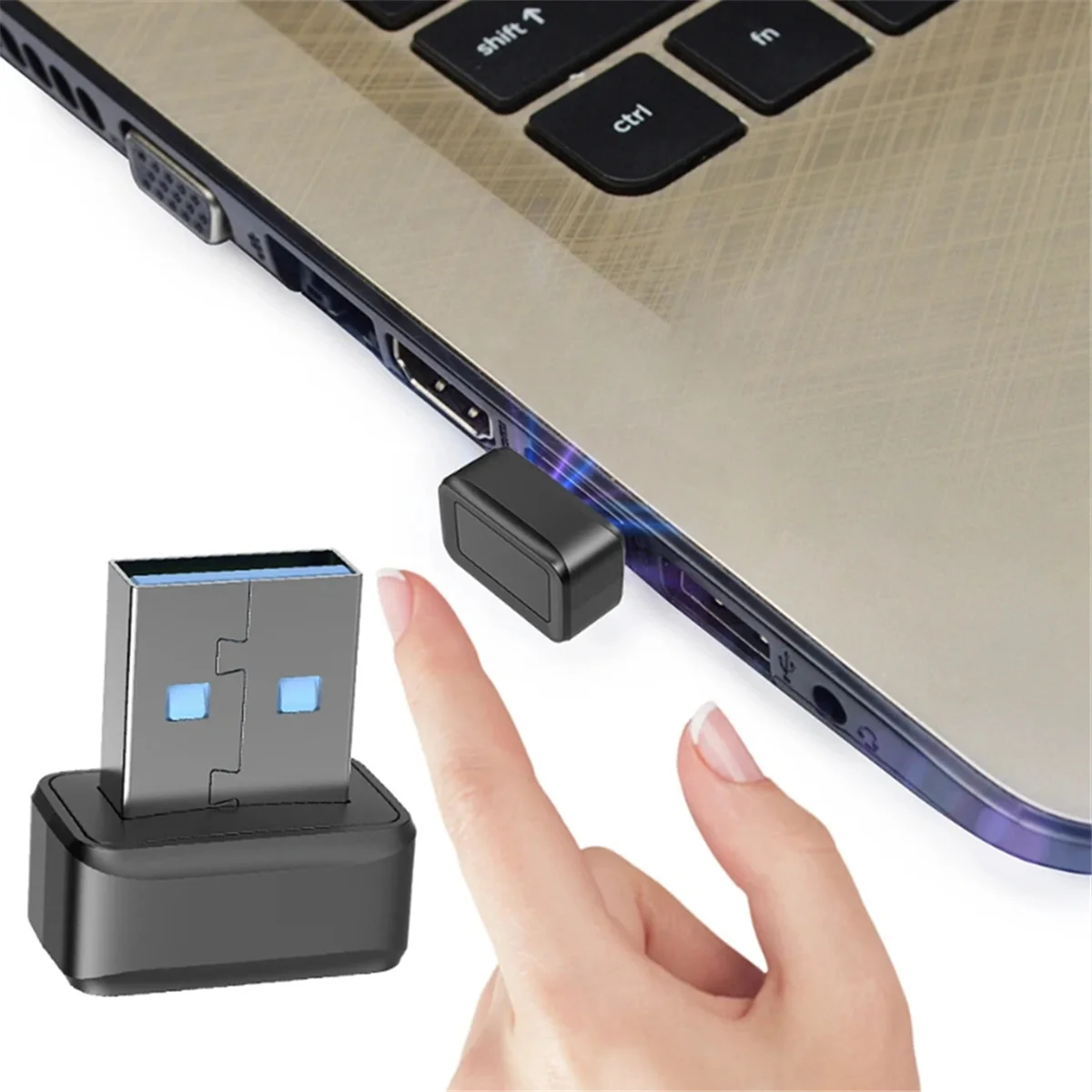 USB Fingerprint Key Reader U2F Biometric Fingerprint Scanner Anti-Spoofing Biometric Mini Security Key Dongle