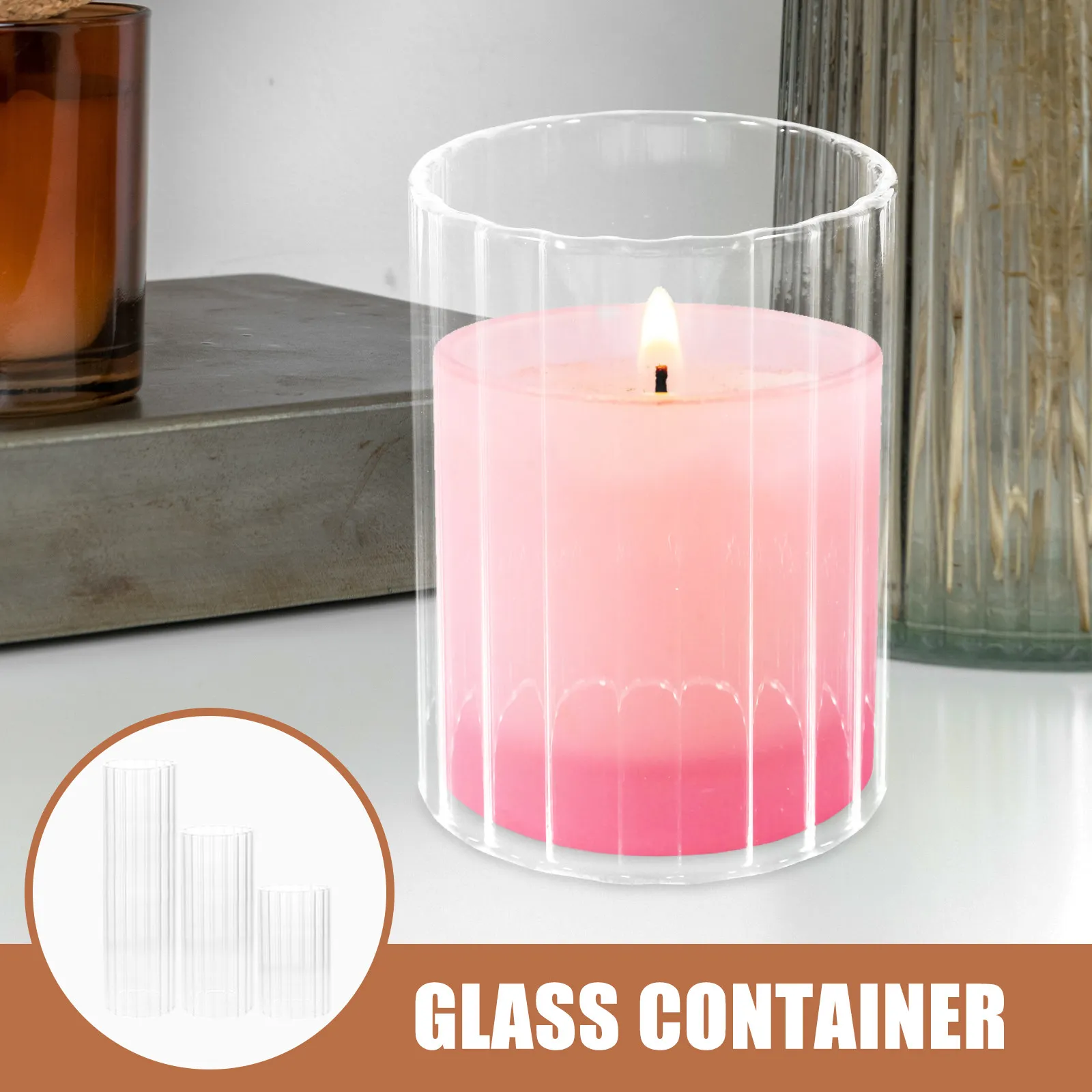 3Pcs Transparent Glass Shades Open Ended Clear Cover Decorative Holder Sleeve for Desktop Transparent Glass Shades