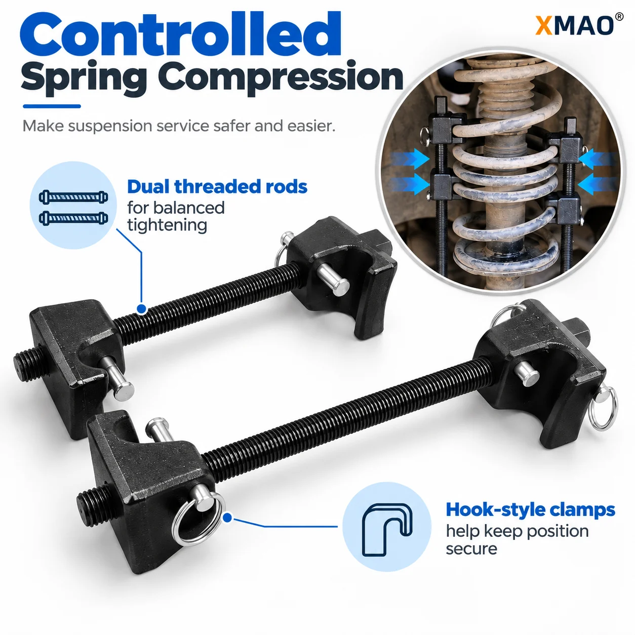 Heavy Duty Coil Spring Compressor Tool Set 2Pcs Strut Suspension Spring Removal Installer Clamp Kit for Automotive Repair