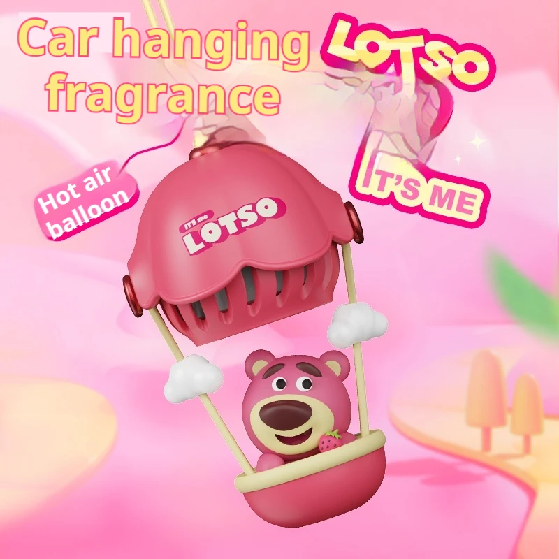 New Fun Strawberry Bear Hot Air Balloon Car Aromatherapy Christmas Car Hanging Ornaments Pendant Gifts For Boys And Girls