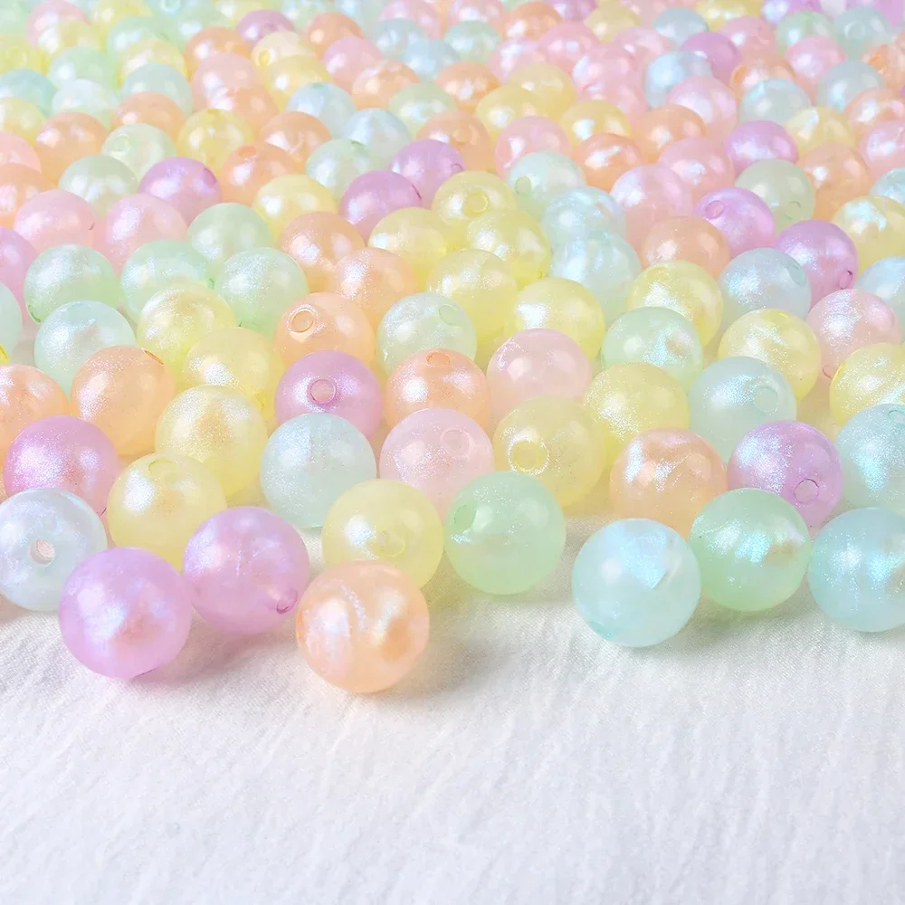 6/8/10/12/14MM  Mermaid Color Acrylic Beads Round Shape  Loose Spacer Beads For Jewelry Making DIY Charms Bracelet Necklace