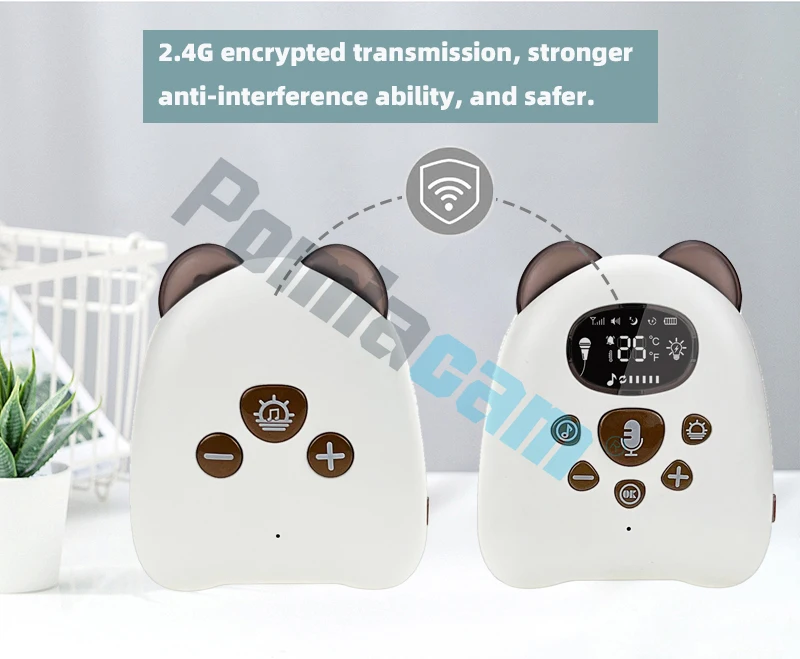 V50 Portable 2.4GHz Baby Audio Monitor  Two-Way Intercom, Rechargeable Battery, Small Babyphone